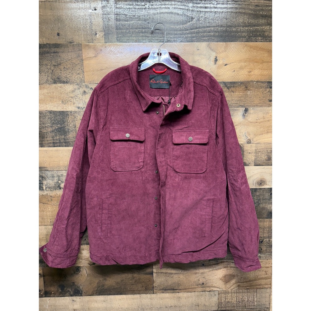 Robert Graham Mens Burgundy Corduroy Quilted Shirt Jacket RGF21R12 Size M NWT